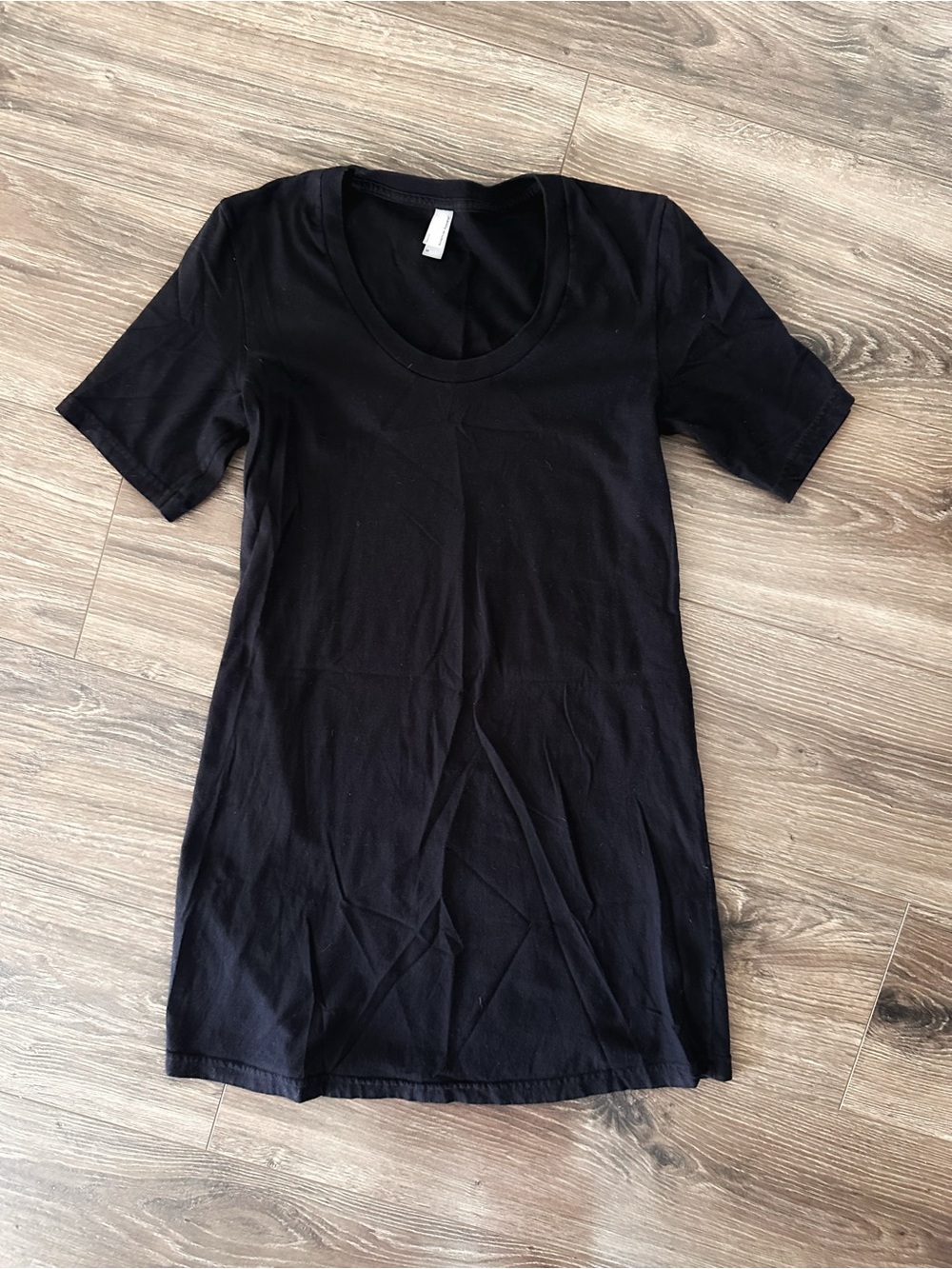 American Apparel 100% Cotton Black Scoop Neck Short Sleeve TShirt Mini Dress